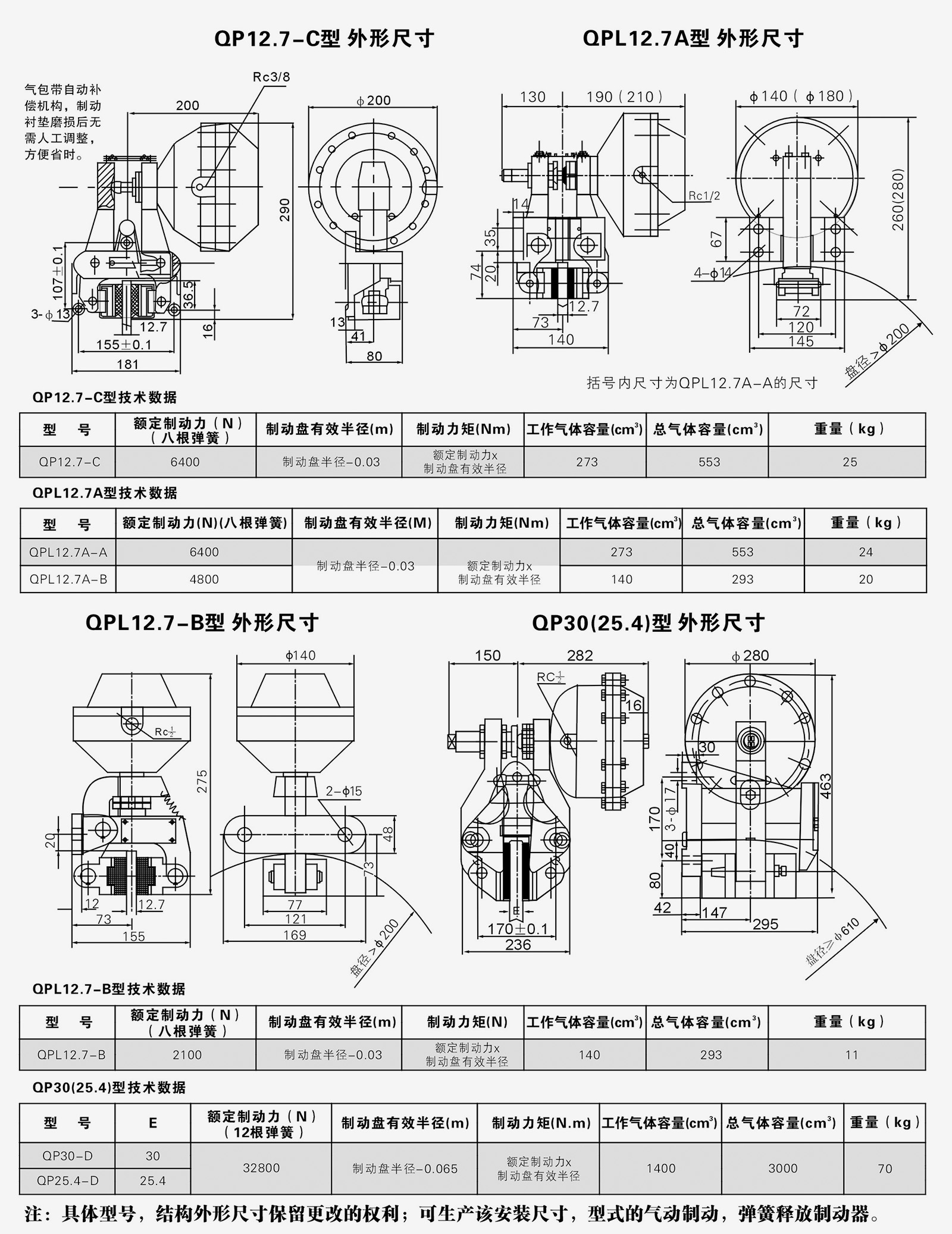 QP氣動(dòng)鉗盤式制動(dòng)器