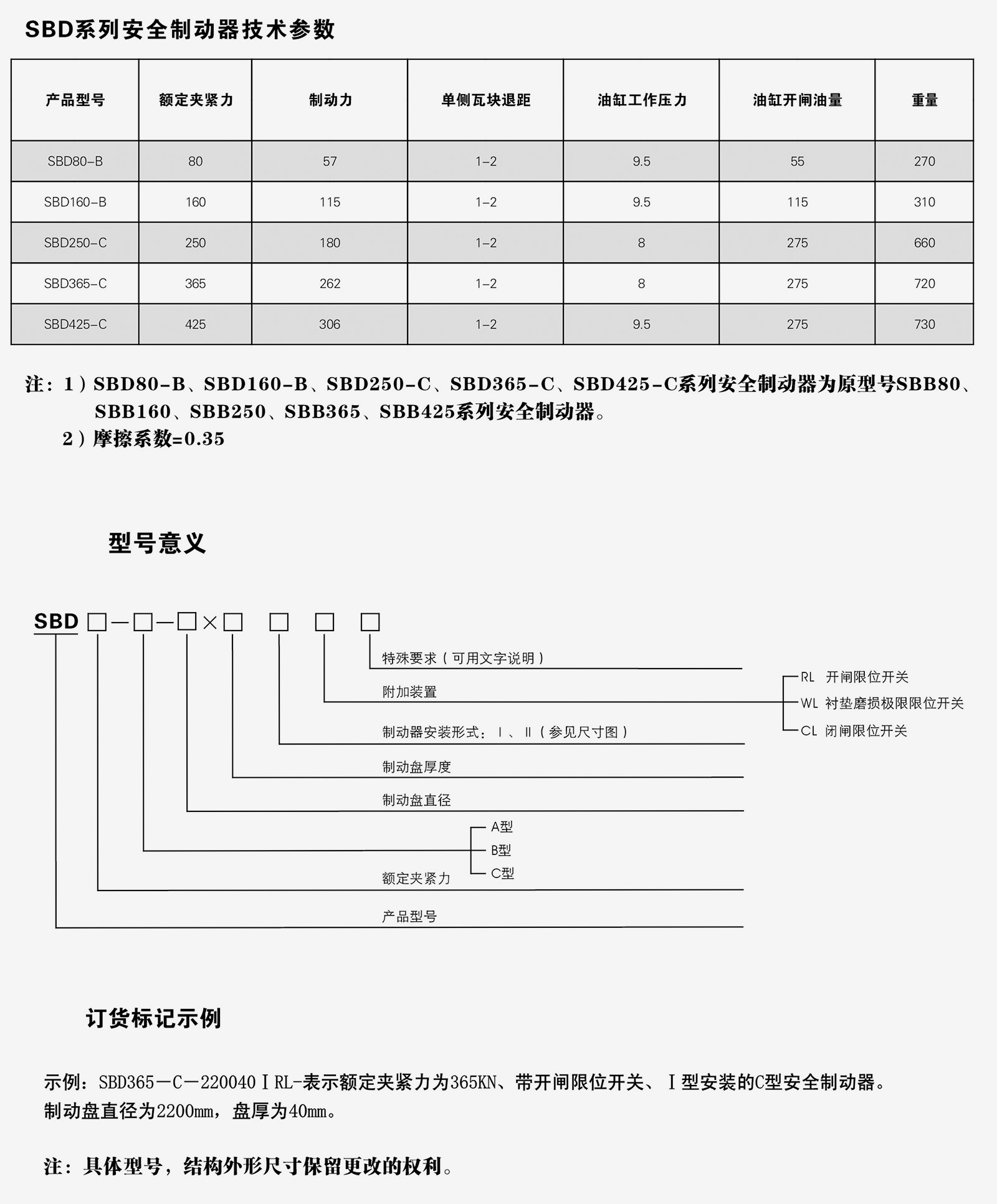 SBD-B液壓鉗盤式制動器